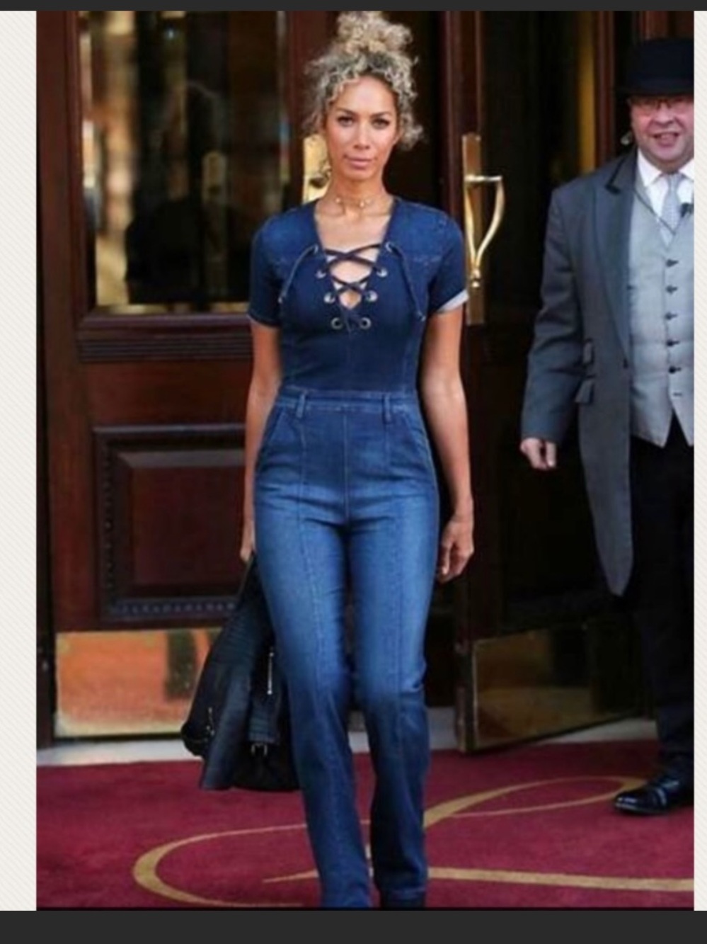 FRAME denim jumpsuit lace up M